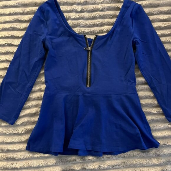 Express, baby bell long sleeve with 3/4 zip in the back, size S; royal blue - Picture 1 of 2